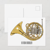 Franse afbeelding van hoorn cartoon briefkaart (Voorkant / Achterkant)