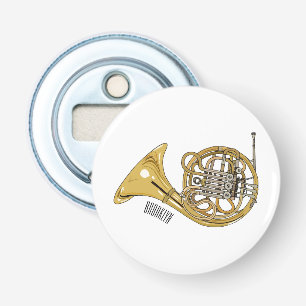 Franse afbeelding van hoorn cartoon button flesopener