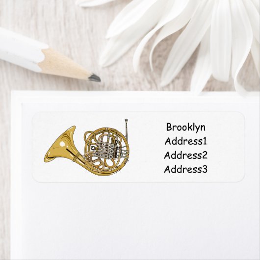 Franse afbeelding van hoorn cartoon etiket (Insitu)