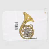 Franse afbeelding van hoorn cartoon golfhanddoek (Horizontaal)