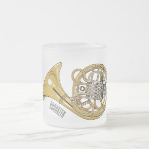 Franse afbeelding van hoorn cartoon matglas koffiemok