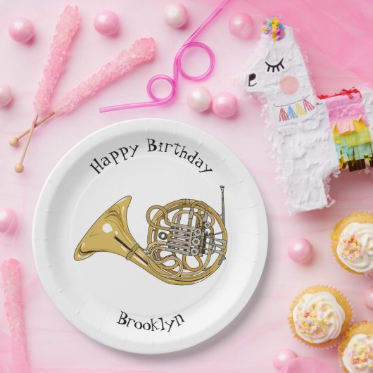 Franse afbeelding van hoorn cartoon papieren bordje (Feest)