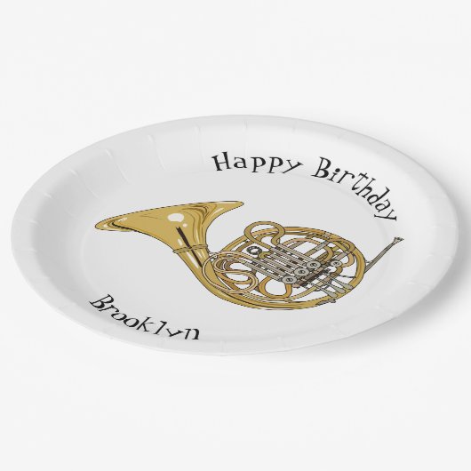 Franse afbeelding van hoorn cartoon papieren bordje (Gekanteld)