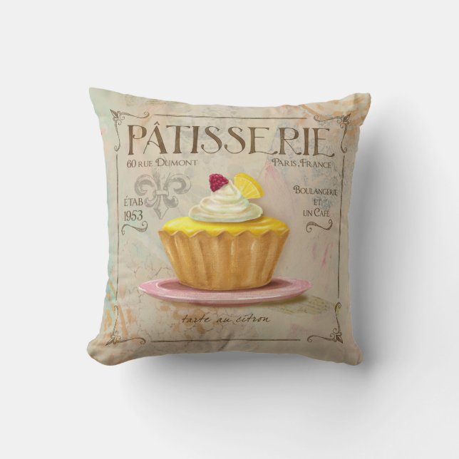 Franse afe Style Patisserie Pillow, Lemon Tart Kussen (Voorkant)