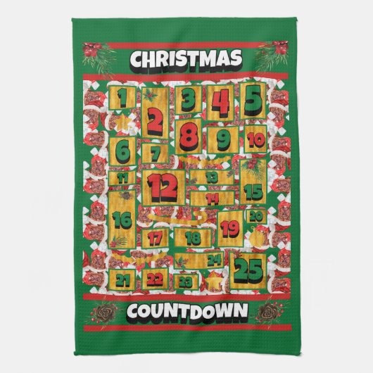 Franse afteldatum kerstrecorder theedoek (Verticaal)