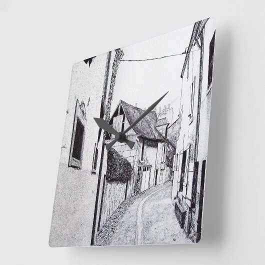 Franse Alley Drawing Clock Vierkante Klok (Hoek)