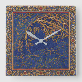 Franse Alpen Blauwe Goud + Carneool Kleur Wandklok