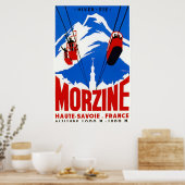  Franse Alpen Gondola Winter Sport ski en Poster (Keuken)