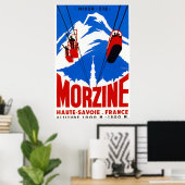  Franse Alpen Gondola Winter Sport ski en Poster (Thuiskantoor)