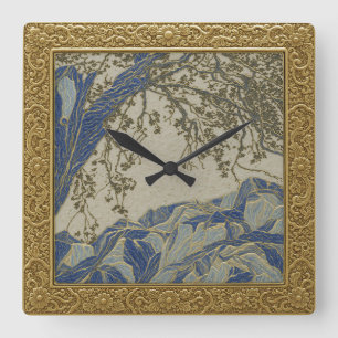 Franse Alpen Goud Zilver blauw Kleur Wandklok
