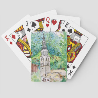 Franse Alpen waterverf die kaarten afspeelt