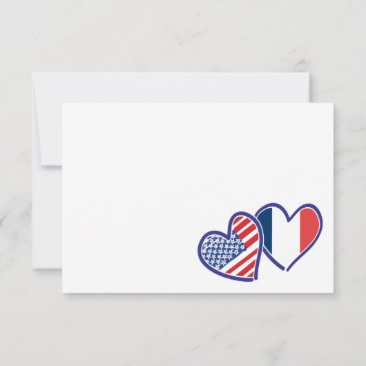 Franse Amerikaanse hartvlaggen RSVP Kaartje (Achterkant)