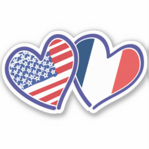 Franse Amerikaanse hartvlaggen Sticker