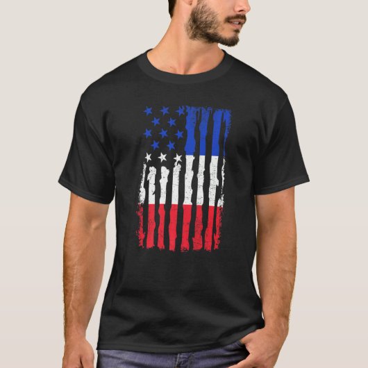 Franse Amerikaanse Pride VS vlag Frankrijk Roots T-shirt (Voorkant)