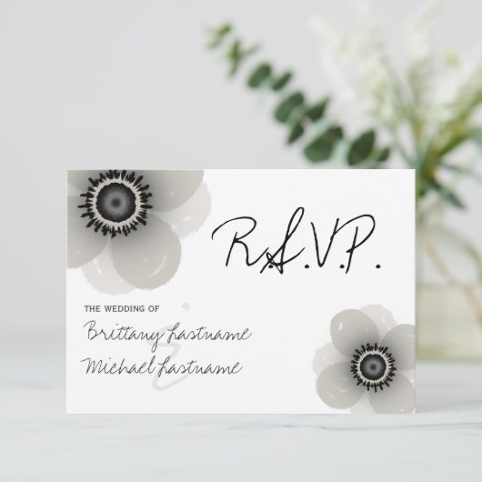 Franse Anemone Wedding RSVP (Staand voorkant)
