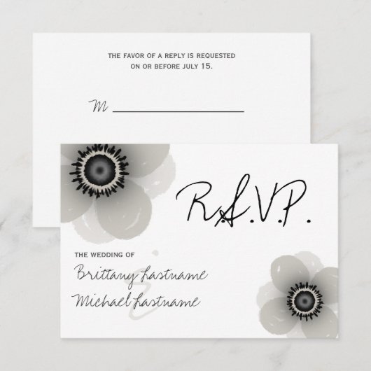 Franse Anemone Wedding RSVP (Voorkant / Achterkant)