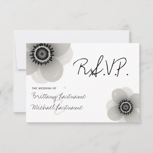 Franse Anemone Wedding RSVP Kaartje (Voorkant)