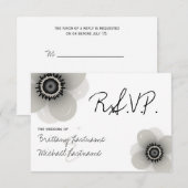 Franse Anemone Wedding RSVP Kaartje (Voorkant / Achterkant)