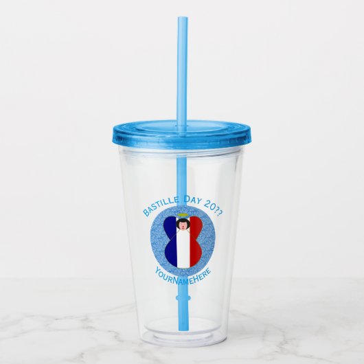 Franse Angel Bastille dag gepersonaliseerd Acryl Drinkbeker (Voorkant)
