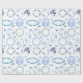 Franse Antiek Borden | BLAUW inpakpapier (Vlak)