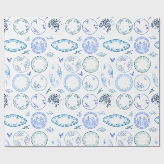 Franse Antiek Borden | BLAUW inpakpapier (Vlak)