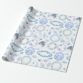 Franse Antiek Borden | BLAUW inpakpapier (Uitgerold)