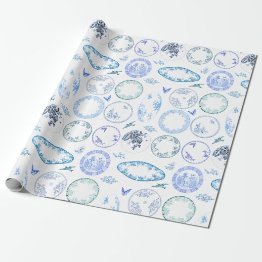 Franse Antiek Borden | BLAUW inpakpapier (Uitgerold)
