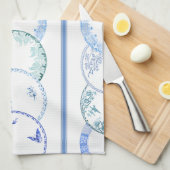 Franse Antiek Borden | BLAUWE keukenhanddoek (Quarter Fold)