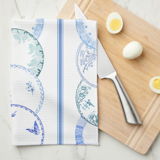 Franse Antiek Borden | BLAUWE keukenhanddoek (Quarter Fold)