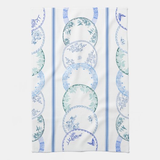 Franse Antiek Borden | BLAUWE keukenhanddoek (Verticaal)