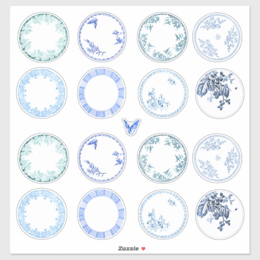 Franse Antiek Borden | BLAUWE STICKERS (Vel)