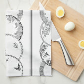 Franse Antiek Borden | ZWARTE keukenhanddoek (Quarter Fold)