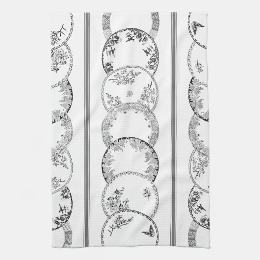 Franse Antiek Borden | ZWARTE keukenhanddoek (Verticaal)