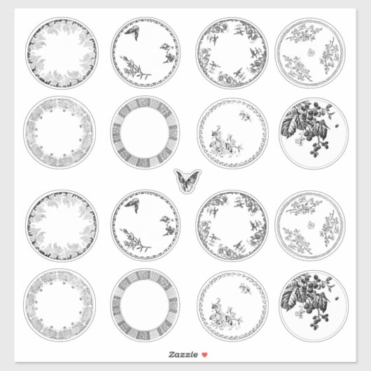 Franse Antiek Borden | ZWARTE STICKERS (Vel)