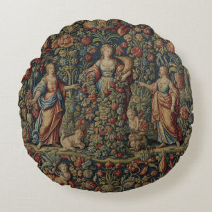 Franse antieke stijl Romeinse godin Abundantia Rond Kussen