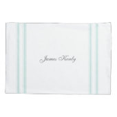 Franse Aqua Ticking Family Crest Pillowcas Kussensloop (Achterkant-Links)