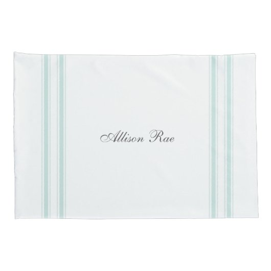  Franse Aqua Ticking Family Crest Pillowcas Kussensloop (Achterkant-Rechts)