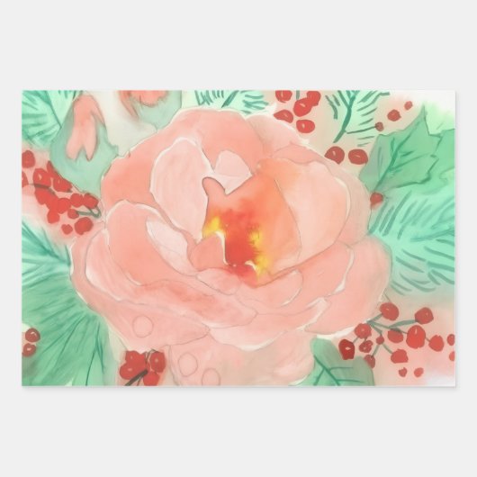 Franse aquarelroos inpakpapier vel (Voorkant)