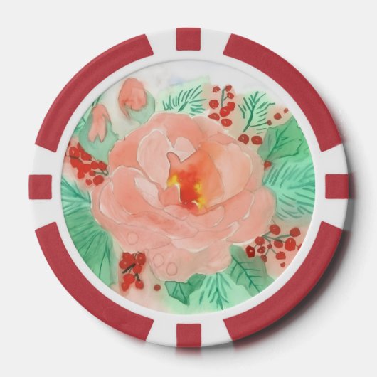 Franse aquarelroos poker chips (Voorkant)