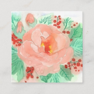 Franse aquarelroos vierkante visitekaartje