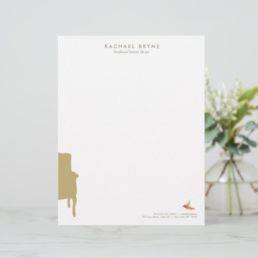 Franse Armstoel Interior Designer Hummingbird Briefhoofd Ontwerp (Staand voorkant)