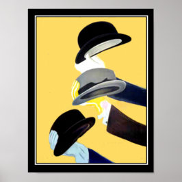 Franse Art Deco vintageposter 3 hoeden Poster