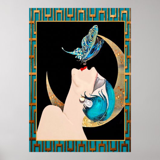 Franse Art Deco - Vlinderkus Poster (Voorkant)