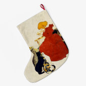 Franse Art Nouveau Cats Merrie Kerststop Grote Kerstsok (Achterkant (Hangend))