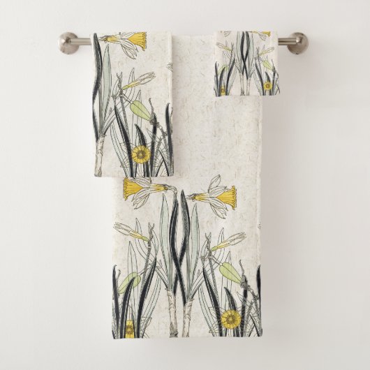 Franse Art Nouveau Narcissus Flower Bath-handdoeks Bad Handdoek (Insitu)
