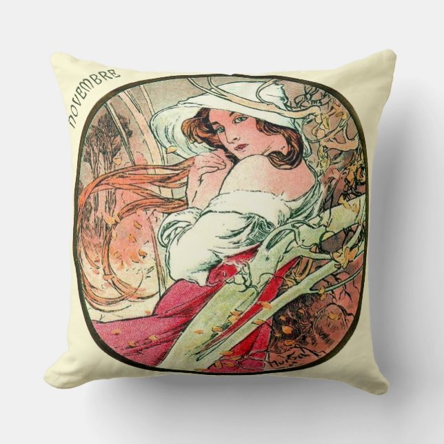 Franse Art Nouveau November Kussen (Voorkant)