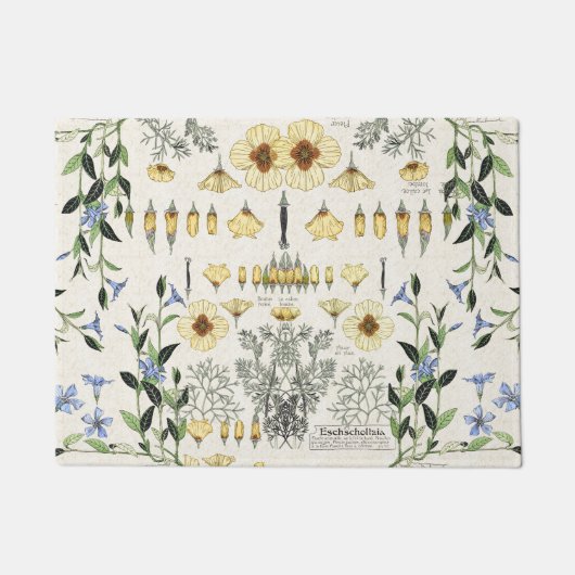 Franse Art Nouveau Poppy Flowers deurmat (Voorkant)