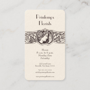 Franse Art Nouveau Victoriaans Bloemen Visitekaartje