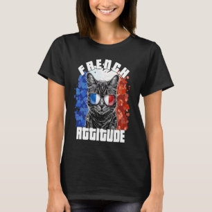 Franse Attitude  Kat Zonnebril Franse Vlag Frans T-shirt