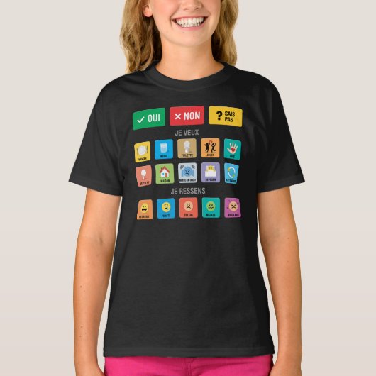 Franse Autisme AAC Wijzende Communicatie 02 T-shirt (Voorkant)